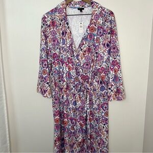 NWT Talbots Jersey Wrap Dress Paisley Floral Size 3XL Office Casual Office Work